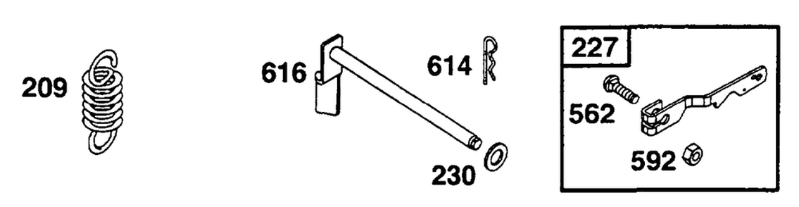 Governor Spring Diagram and Parts List for 253702-0159-XX  Briggs and Stratton Engine
